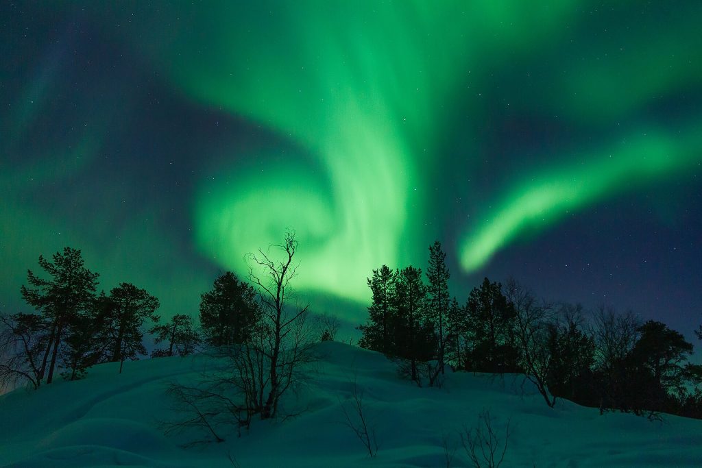 Rovaniemi yaxınlığında şimal işıqları