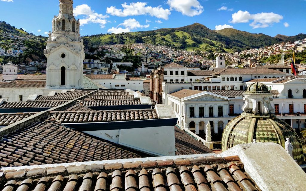 The historic centre of Quito with the Andes behind — visa for Ecuador